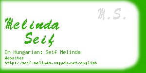 melinda seif business card